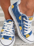 Dorothy | Womens Printed Canvas Shoes Lace Up Flat Sneakers