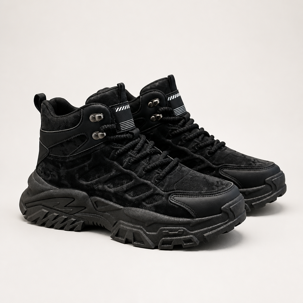 Dottie | Womens High Top Non Slip Walking Hiking Boots, Black
