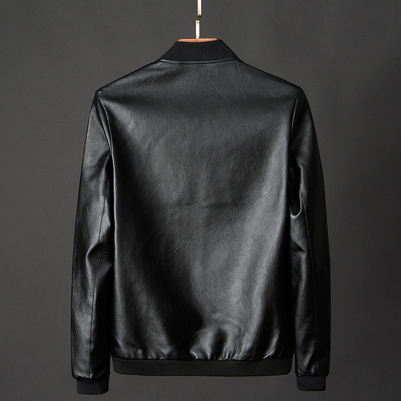 Doug | Mens Faux Leather Jacket Slim Fit Casual Classic Fashion Outerwear