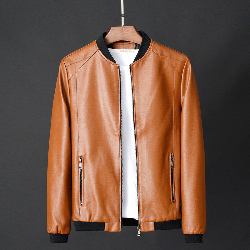 Doug | Mens Faux Leather Jacket Slim Fit Casual Classic Fashion Outerwear