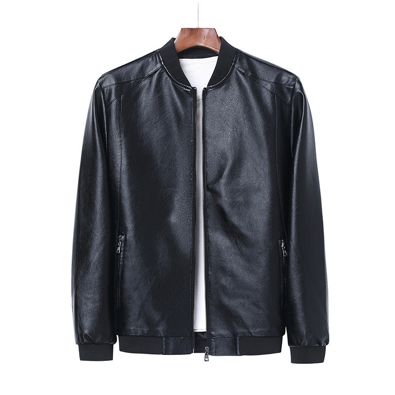 Doug | Mens Faux Leather Jacket Slim Fit Casual Classic Fashion Outerwear