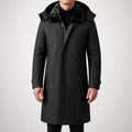 Drew | Mens Long Winter Coat Military Padded Warm Thick Jacket, Black