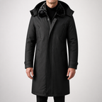 Drew | Mens Long Winter Coat Military Padded Warm Thick Jacket, Black
