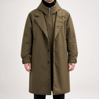 Dustin | Mens Winter Parka Coat Hooded Trench Mid Length Jacket, Military Green