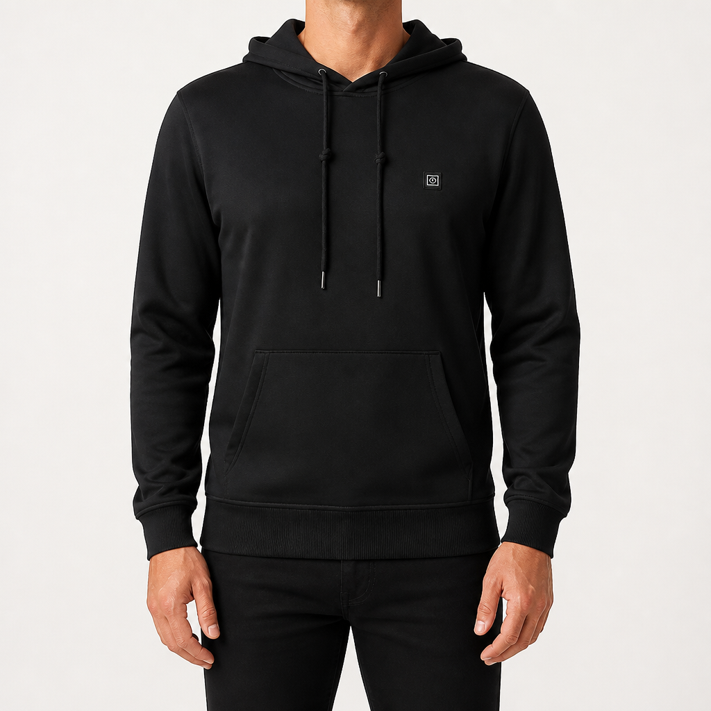 Earl | Mens Heated Hoodie Jacket USB 3 Heat Levels Winter Hooded Sweatshirt, Black