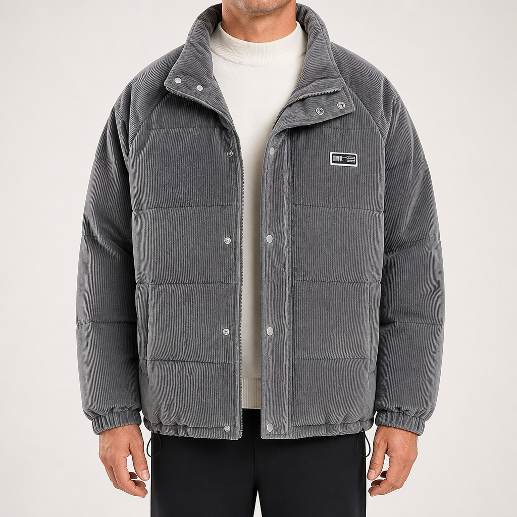 Easton | Mens Corduroy Padded Winter Soft Shell Jacket, Grey