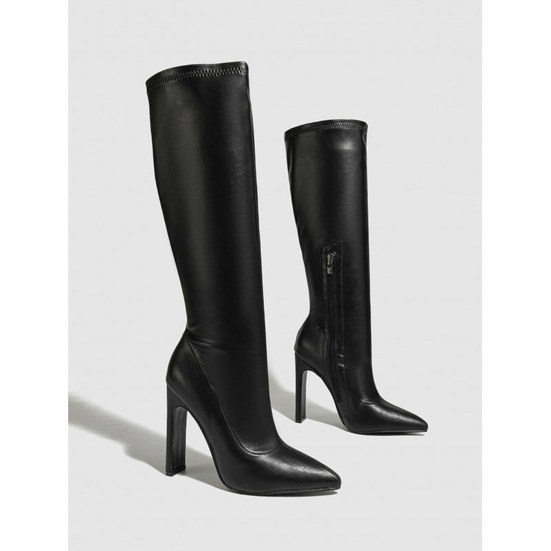 Eden | Womens Knight Pointed Toe Stiletto Heeled Ankle Boots