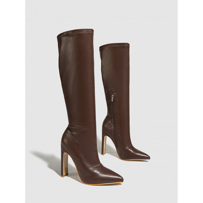 Eden | Womens Knight Pointed Toe Stiletto Heeled Ankle Boots