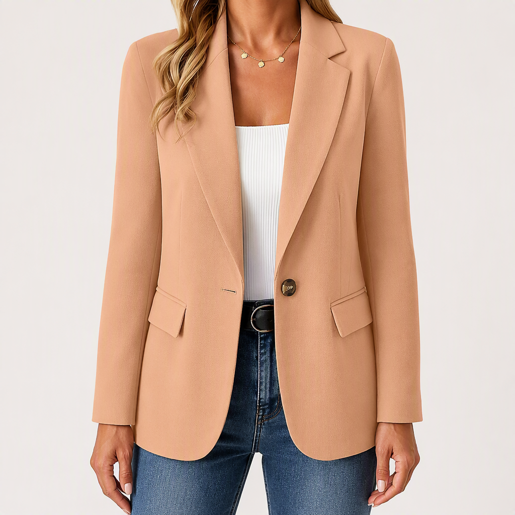 Edith | Womens Knit Sweater Blazer Long Sleeve Casual Cardigan, Apricot