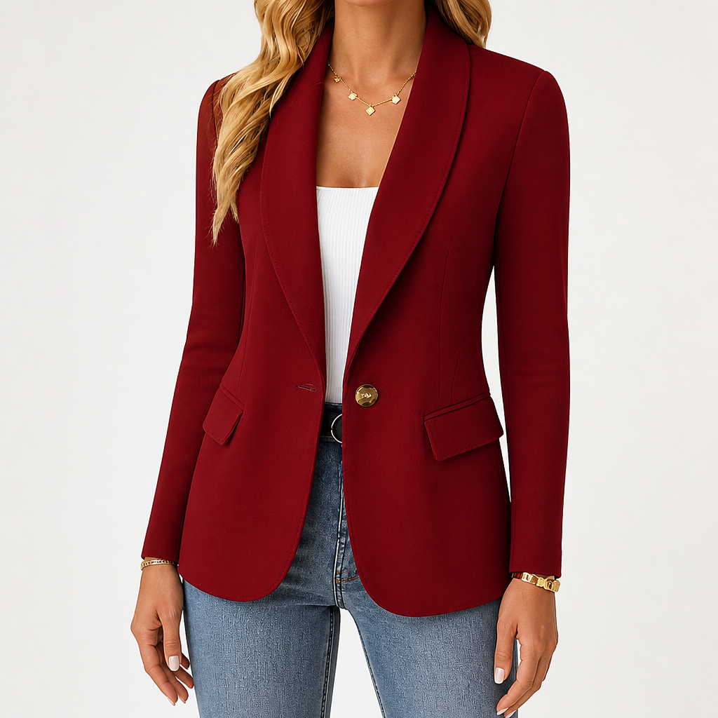 Edith | Womens Knit Sweater Blazer Long Sleeve Casual Cardigan, Burgundy