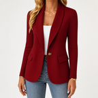 Edith | Womens Knit Sweater Blazer Long Sleeve Casual Cardigan, Burgundy