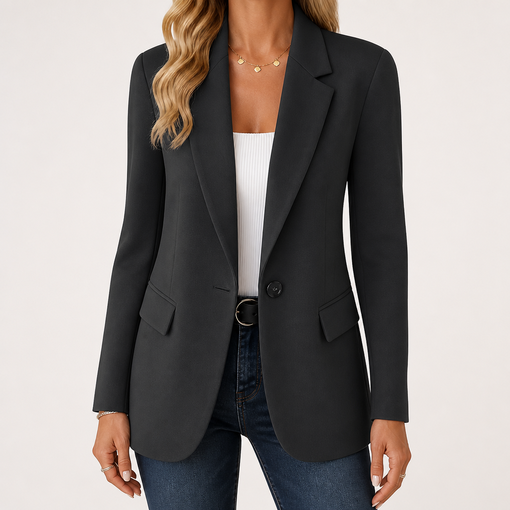 Edith | Womens Knit Sweater Blazer Long Sleeve Casual Cardigan, Dark Grey