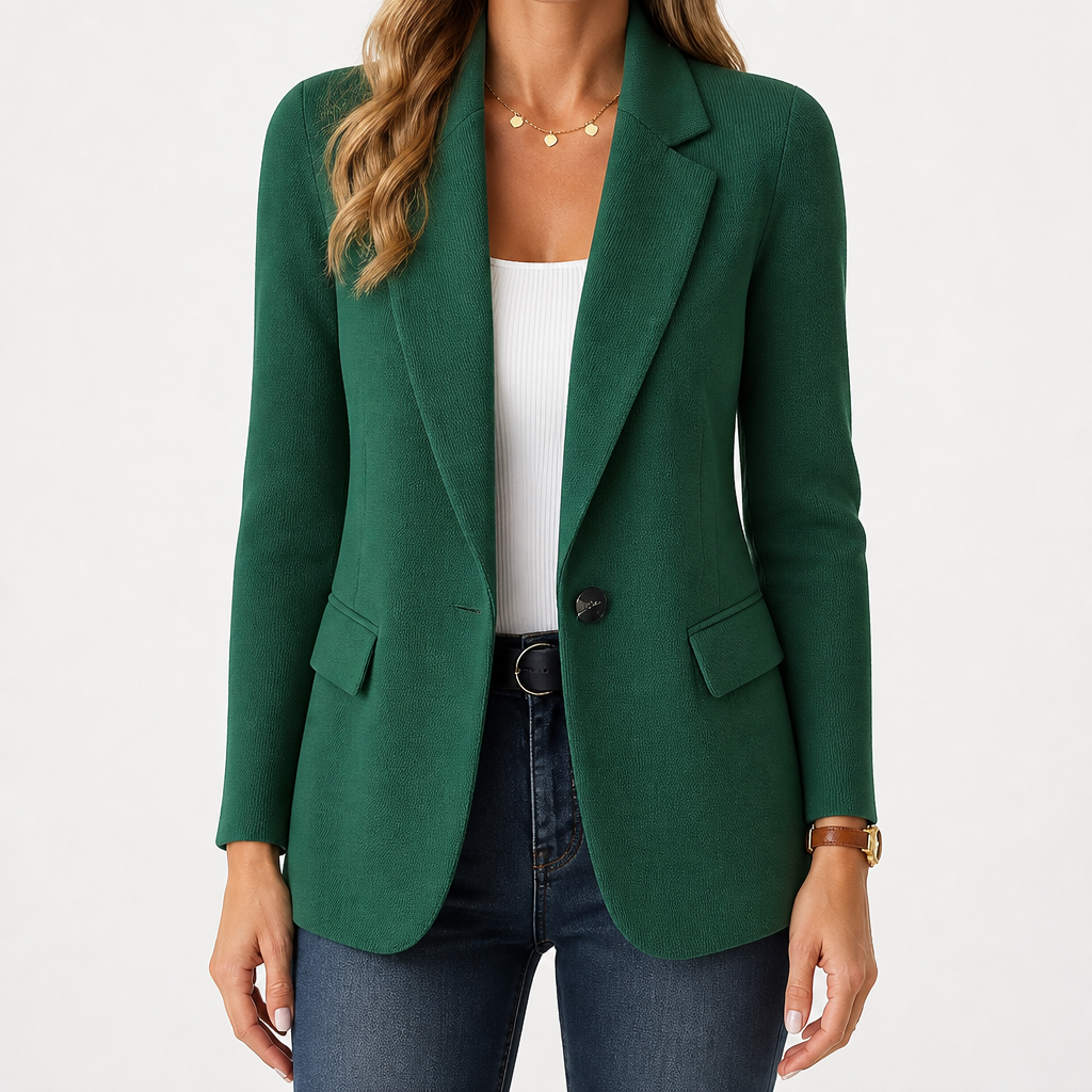 Edith | Womens Knit Sweater Blazer Long Sleeve Casual Cardigan, Green