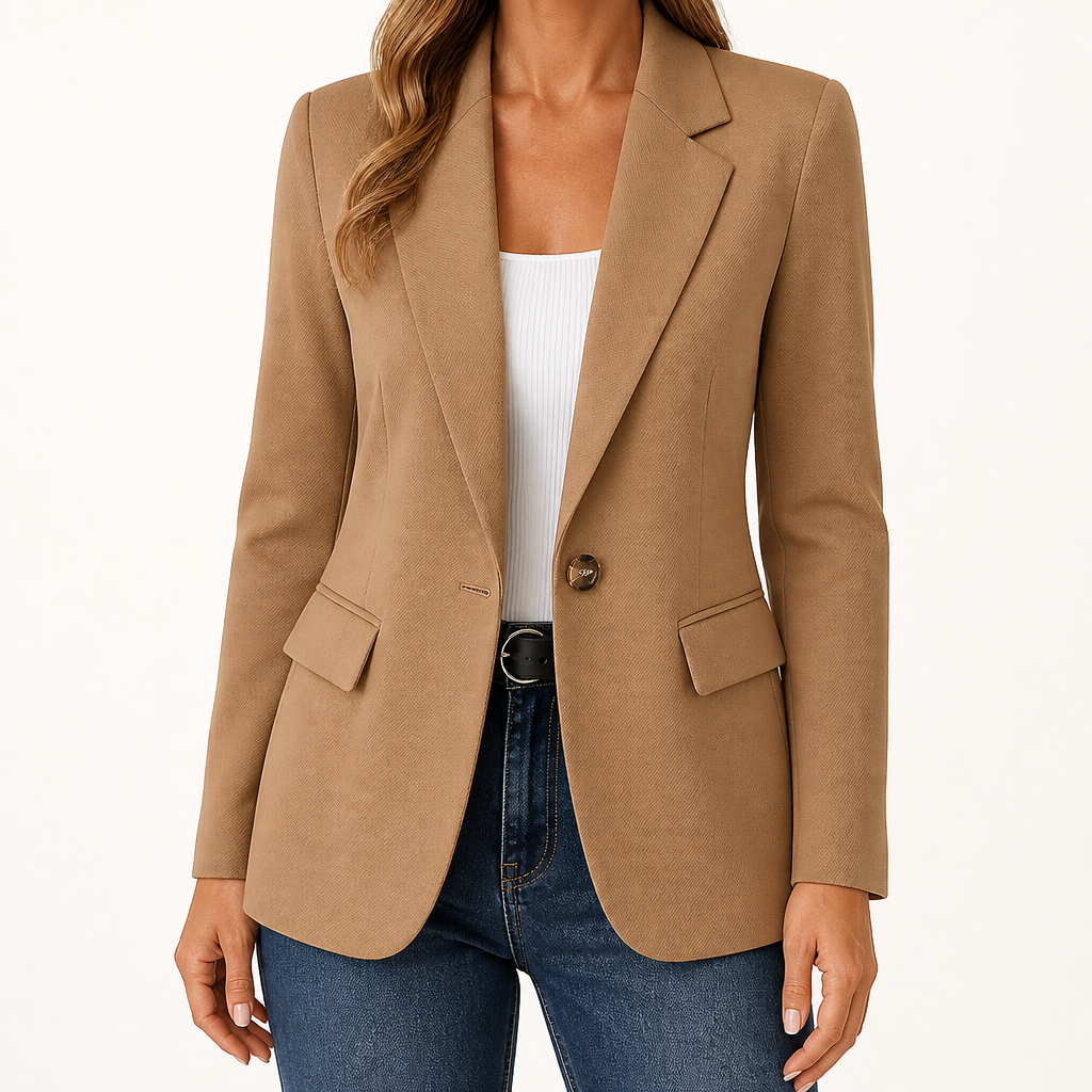 Edith | Womens Knit Sweater Blazer Long Sleeve Casual Cardigan, Khaki