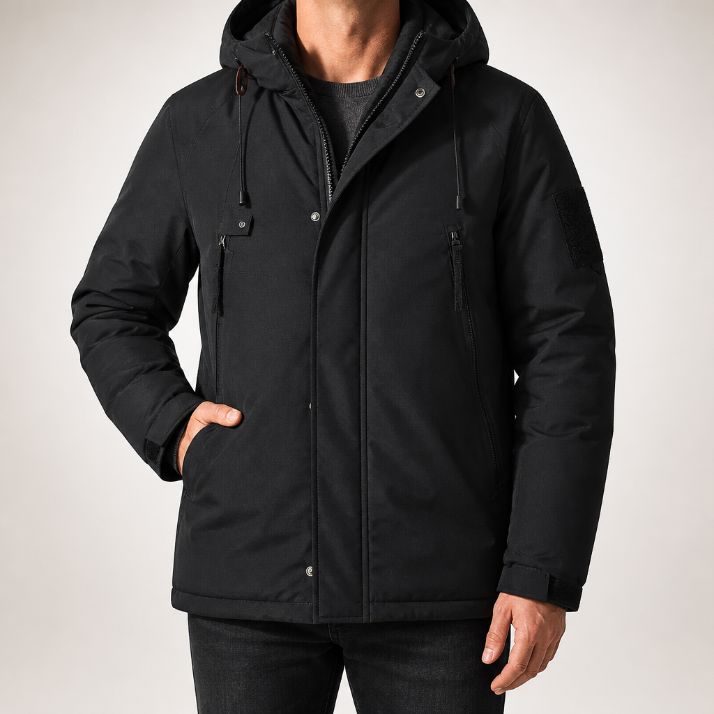 Edward | Mens Water Resistant Winter Coat Padded Outdoor Workwear Jacket, Black
