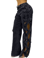 Eileen | Womens High Waisted Jeans Patchwork Casual Denim Pants