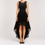 Eleanor | Womens Cocktail Lace Midi Wedding Guest Evening Formal Long Elegant Dresses, Black