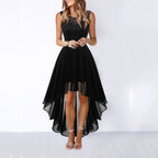 Eleanor | Womens Cocktail Lace Midi Wedding Guest Evening Formal Long Elegant Dresses - Black
