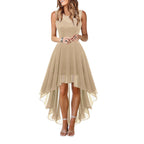 Eleanor | Womens Cocktail Lace Midi Wedding Guest Evening Formal Long Elegant Dresses - Khaki