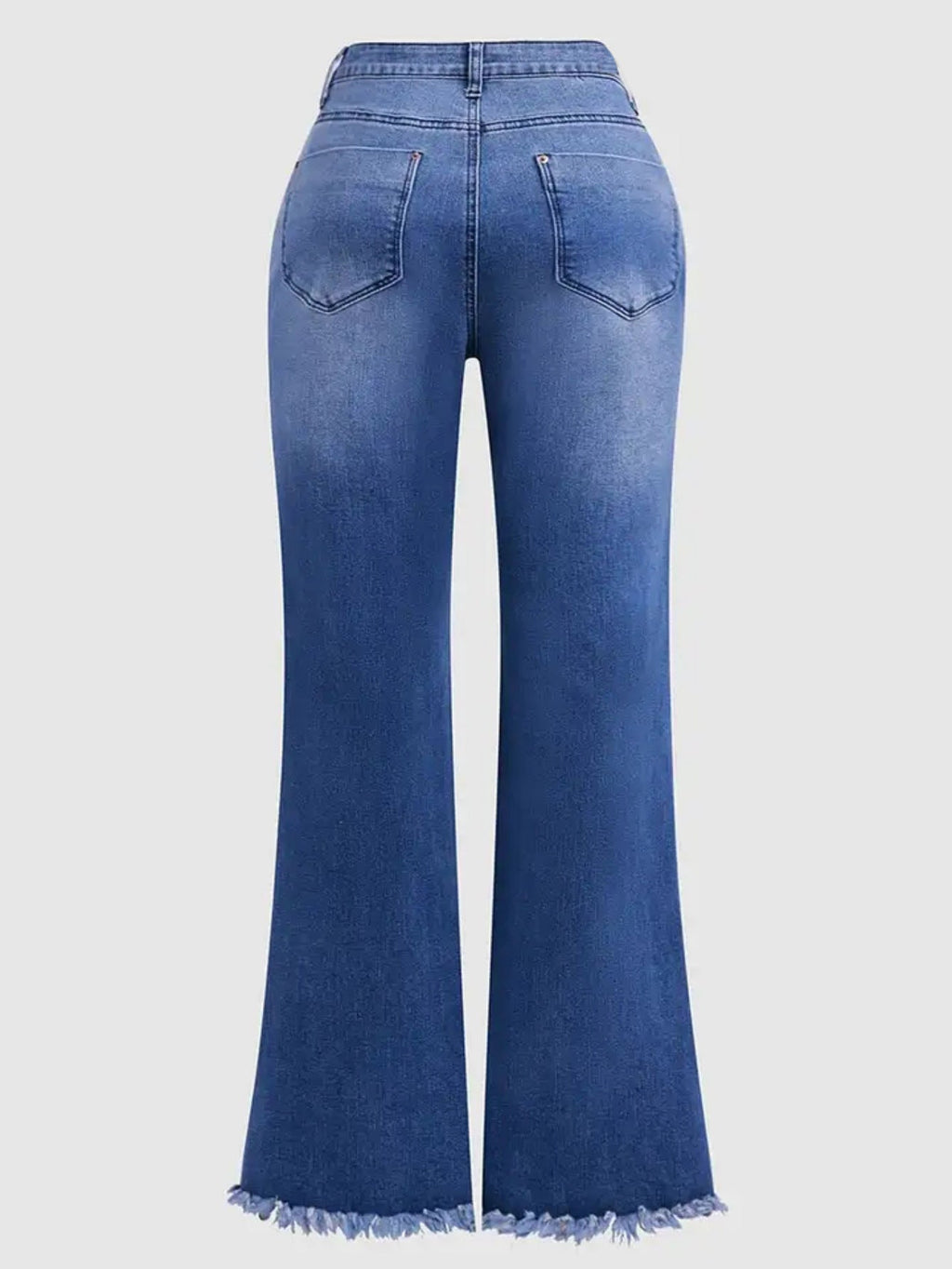 Elena | Womens High Waisted Flare Embroidered Stretch Denim Jeans