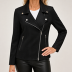 Elise | Womens Slim Fit Fitted Casual Leather Jacket, Black