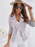Elise | Womens Slim Fit Leather Jacket - Grey