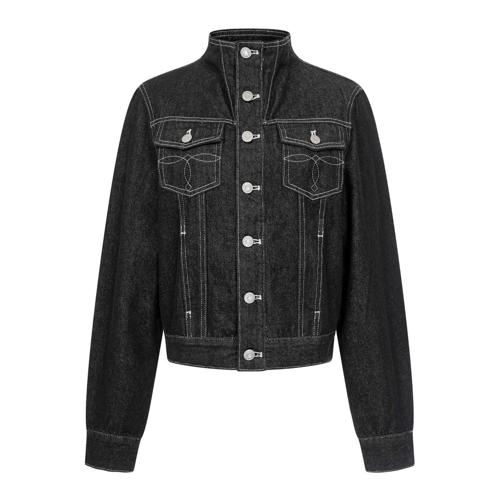 Eliza | Womens Oversized Stand Collar Denim Jacket