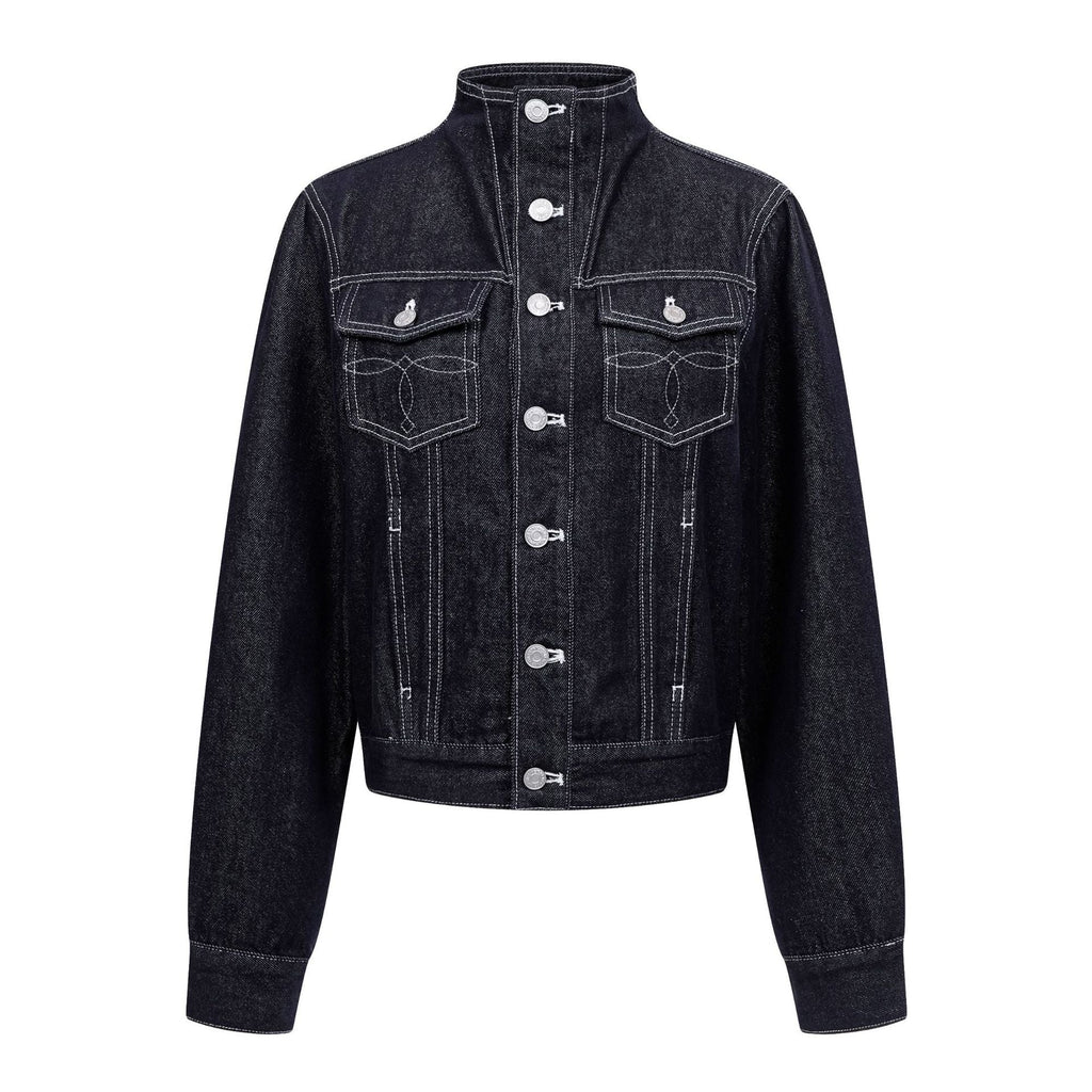 Eliza | Womens Oversized Stand Collar Denim Jacket