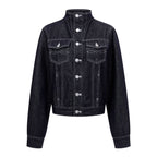 Eliza | Womens Oversized Stand Collar Denim Jacket
