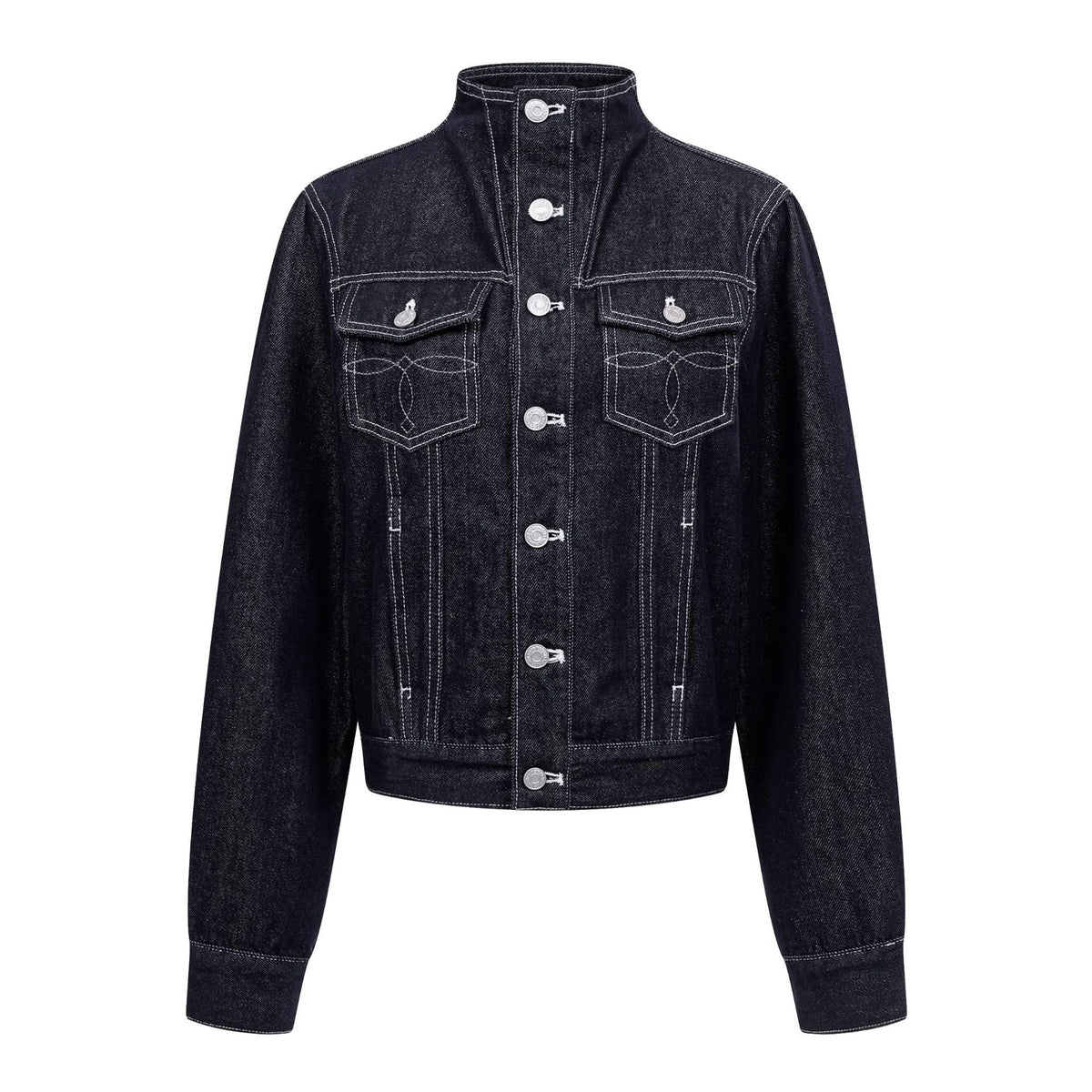 Eliza | Womens Oversized Stand Collar Denim Jacket