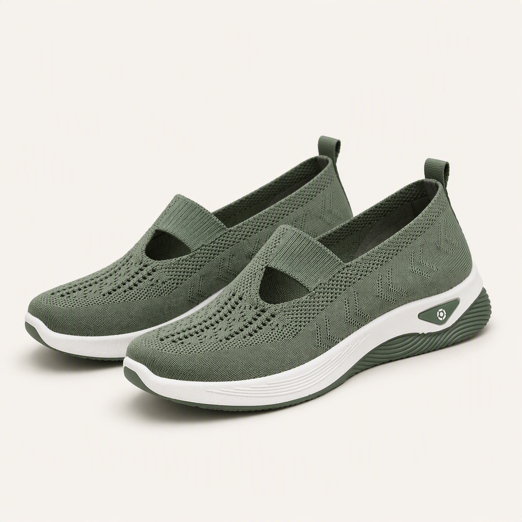 Elka | Womens Trainers Knit Lightweight Running Sports Sneakers, Army Green