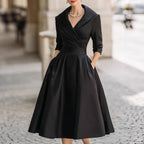Ella | Womens Long Sleeve Wedding Guest Elegant Evening Waist Cinching Maxi Dress