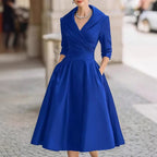 Ella | Womens Long Sleeve Wedding Guest Elegant Evening Waist Cinching Maxi Dress