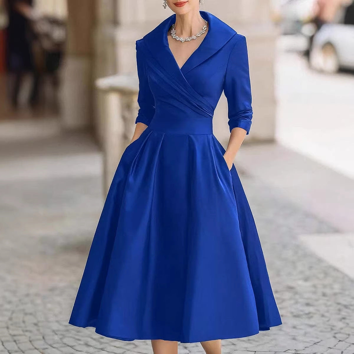 Ella | Womens Long Sleeve Wedding Guest Elegant Evening Waist Cinching Maxi Dress