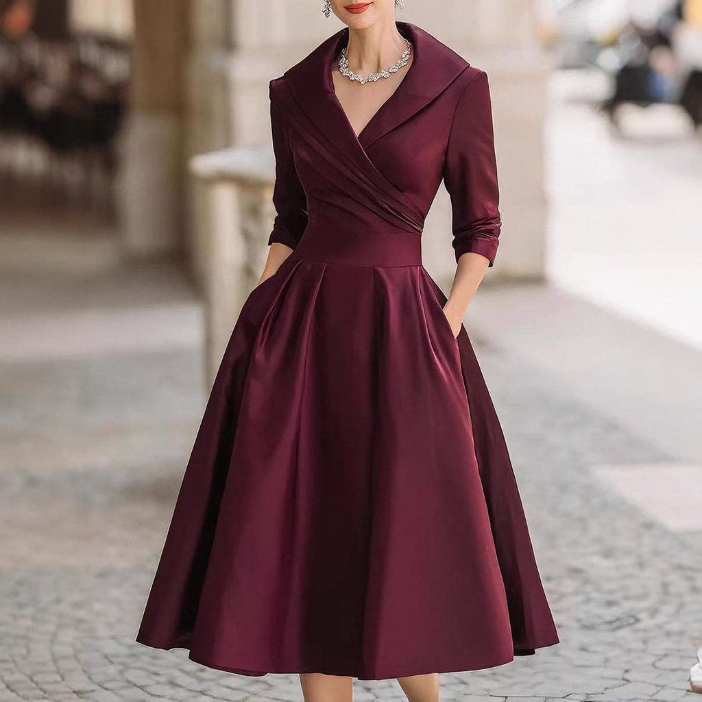 Ella | Womens Long Sleeve Wedding Guest Elegant Evening Waist Cinching Maxi Dress