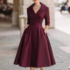 Ella | Womens Long Sleeve Wedding Guest Elegant Evening Waist Cinching Maxi Dress
