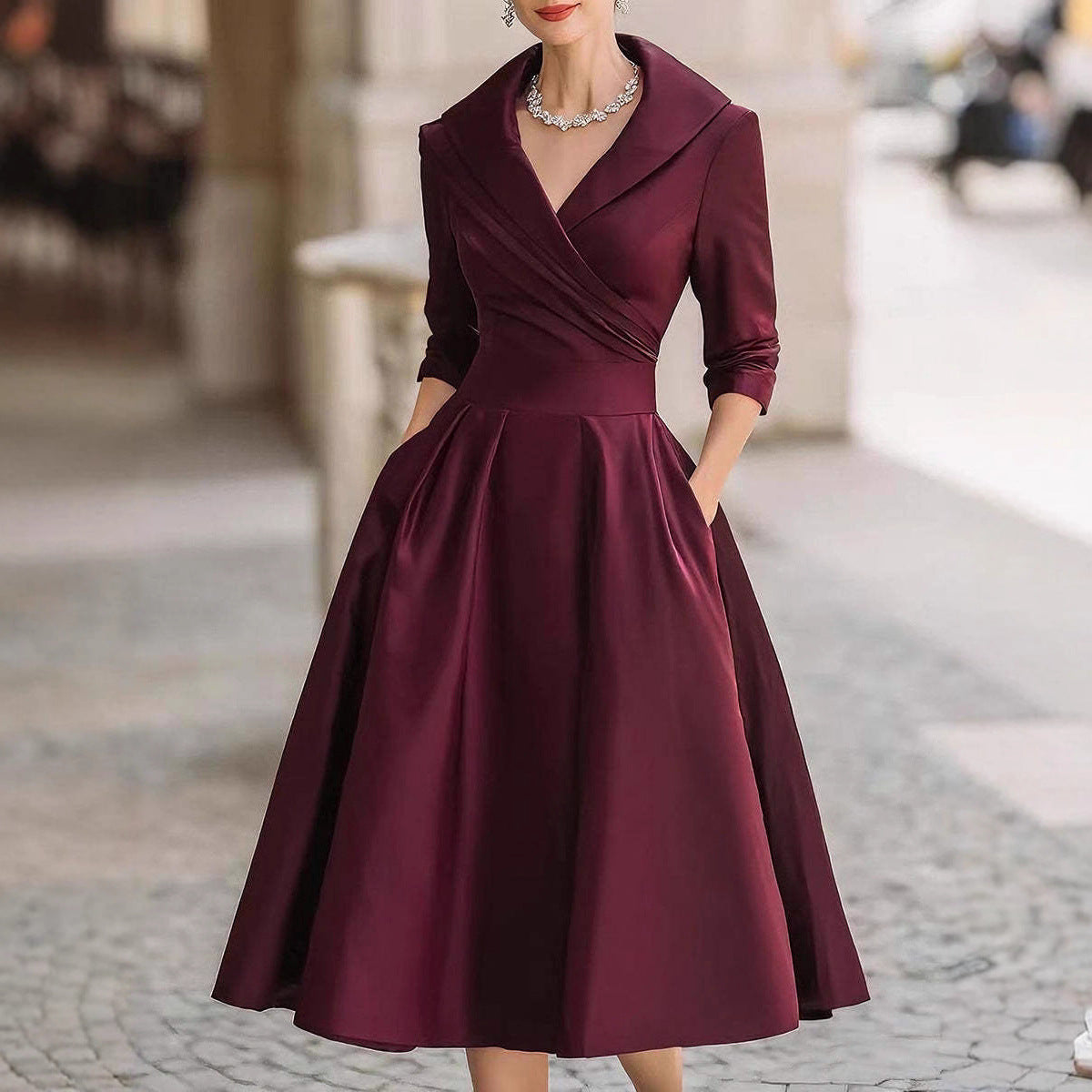 Ella | Womens Long Sleeve Wedding Guest Elegant Evening Waist Cinching Maxi Dress