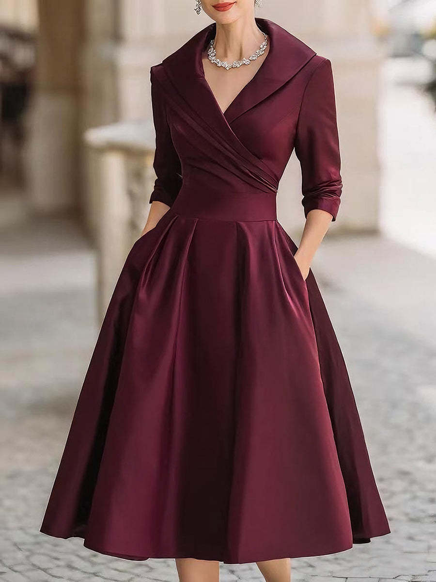 Ella | Womens Long Sleeve Wedding Guest Elegant Evening Waist Cinching Maxi Dress