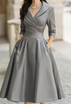 Ella | Womens Long Sleeve Wedding Guest Elegant Evening Waist Cinching Maxi Dress