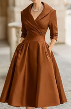 Ella | Womens Long Sleeve Wedding Guest Elegant Evening Waist Cinching Maxi Dress
