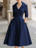 Ella | Womens Long Sleeve Wedding Guest Elegant Evening Waist Cinching Maxi Dress