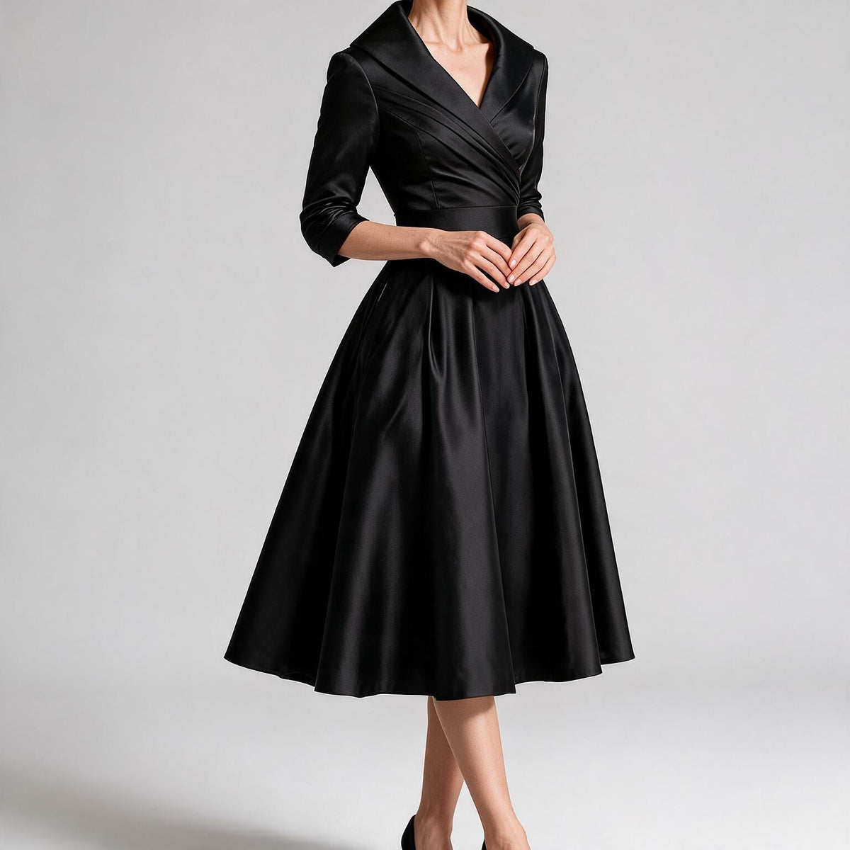 Ella | Womens Long Sleeve Wedding Guest Elegant Evening Waist Cinching Maxi Dress