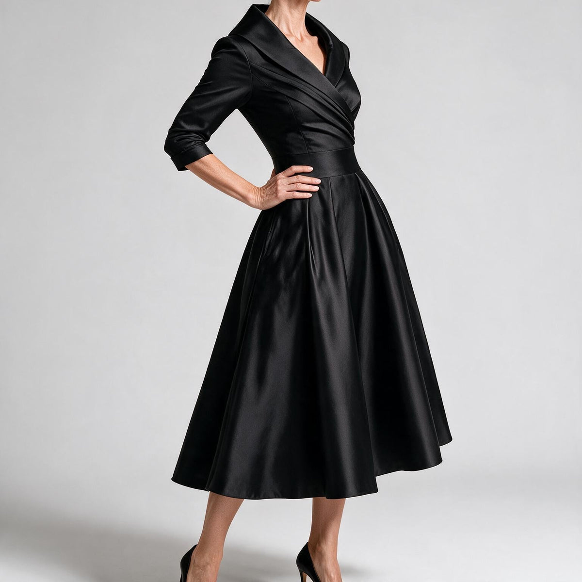 Ella | Womens Long Sleeve Wedding Guest Elegant Evening Waist Cinching Maxi Dress