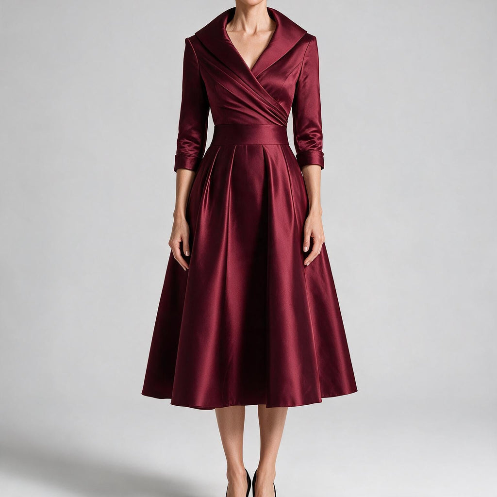 Ella | Womens Long Sleeve Wedding Guest Elegant Evening Waist Cinching Maxi Dress
