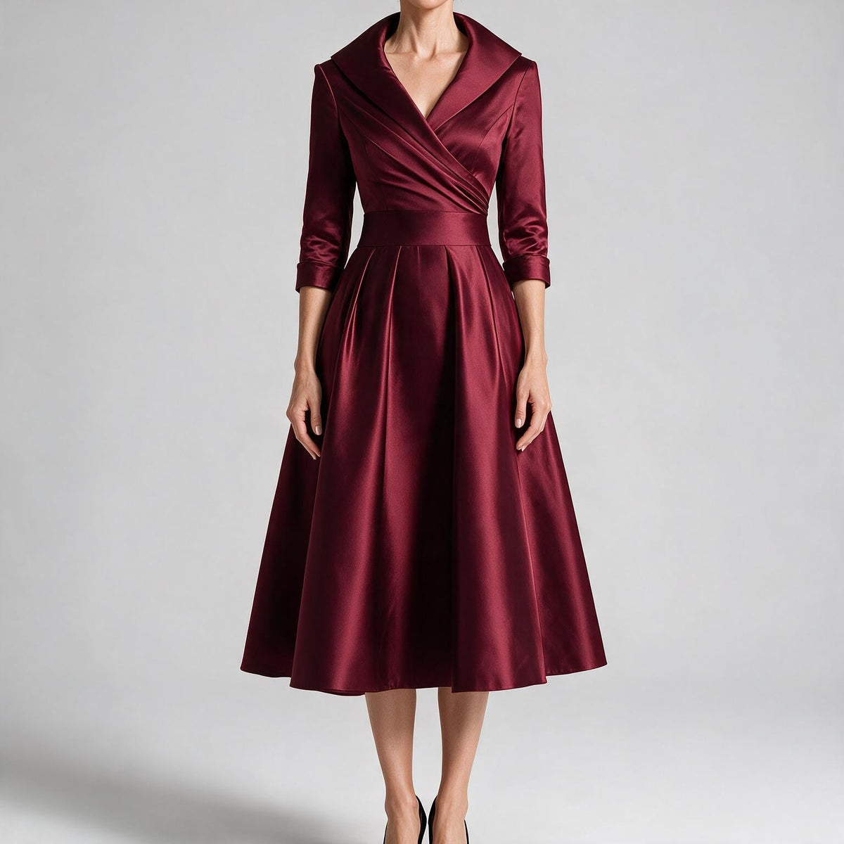 Ella | Womens Long Sleeve Wedding Guest Elegant Evening Waist Cinching Maxi Dress
