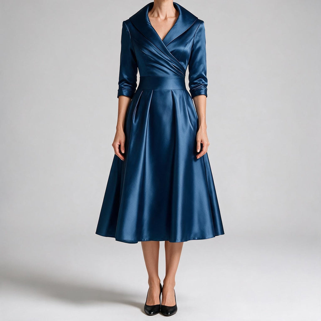 Ella | Womens Long Sleeve Wedding Guest Elegant Evening Waist Cinching Maxi Dress