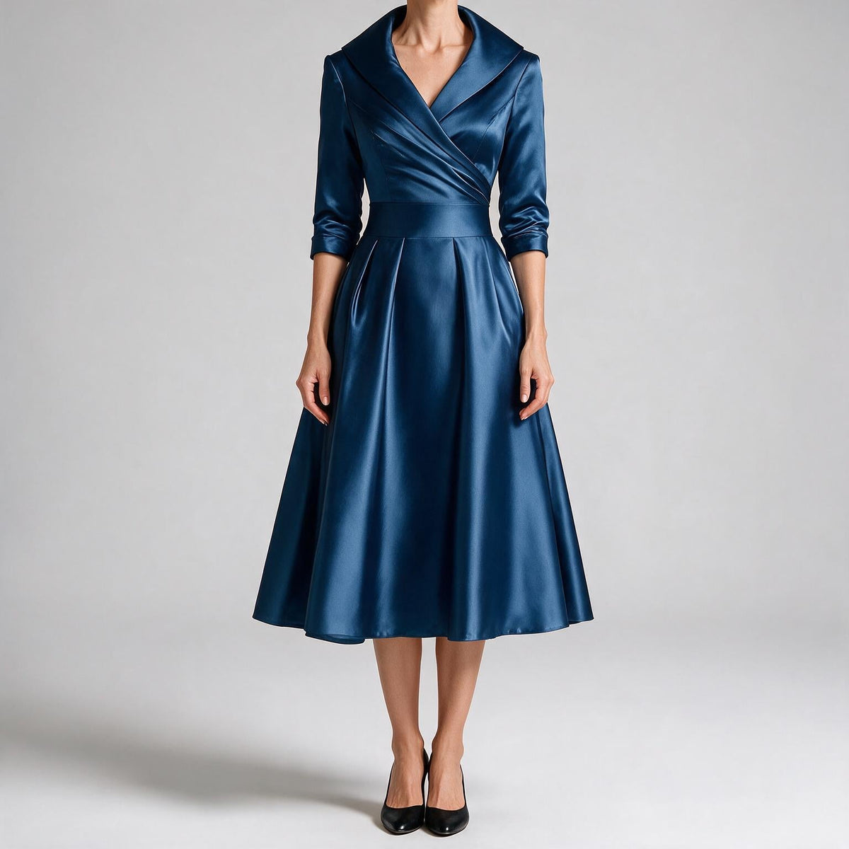 Ella | Womens Long Sleeve Wedding Guest Elegant Evening Waist Cinching Maxi Dress