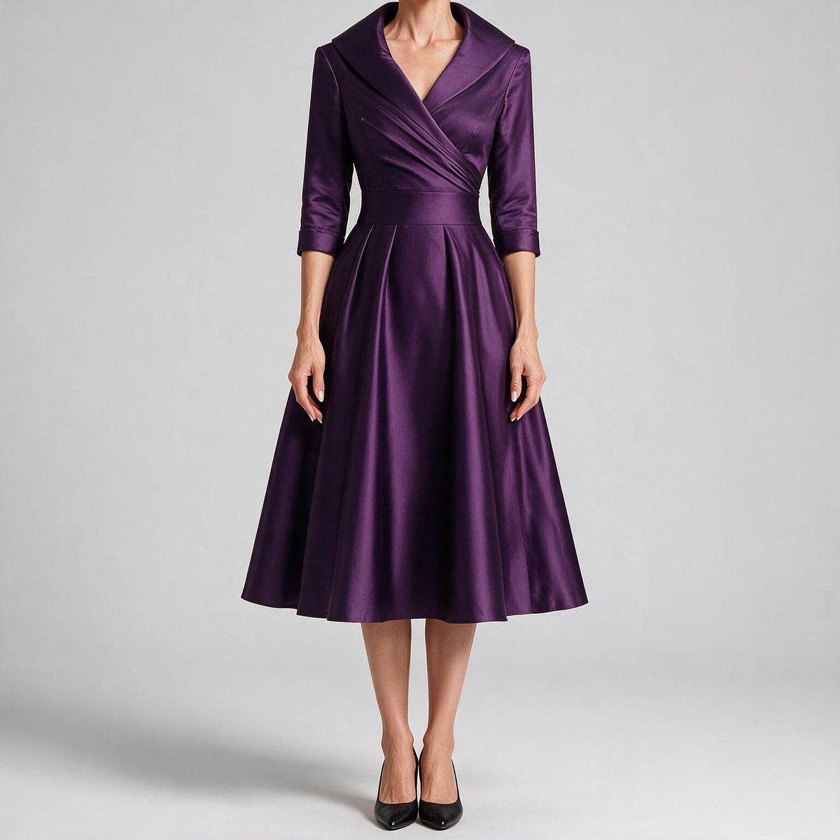 Ella | Womens Long Sleeve Wedding Guest Elegant Evening Waist Cinching Maxi Dress