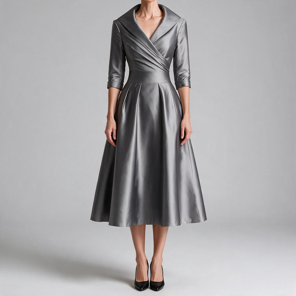Ella | Womens Long Sleeve Wedding Guest Elegant Evening Waist Cinching Maxi Dress