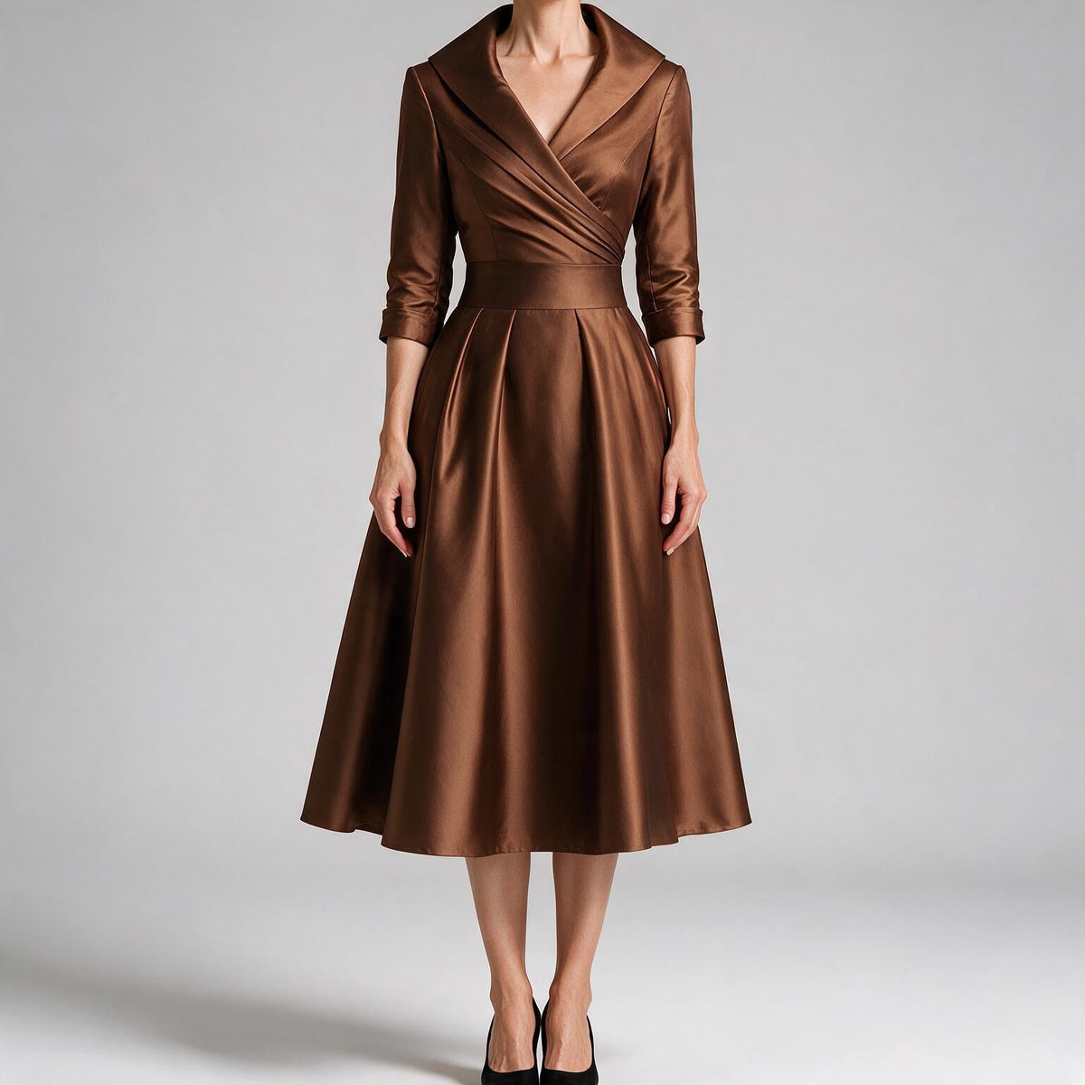 Ella | Womens Long Sleeve Wedding Guest Elegant Evening Waist Cinching Maxi Dress